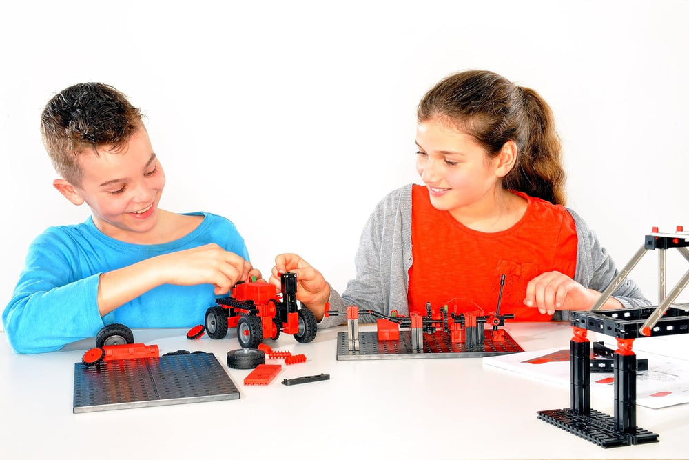 fischertechnik 536622 ADVANCED Mechanic & Static 2 – Bausatz für Kinder ab 9 Jahren, Experimentierkasten mit 30 Modellen, inkl. Motor, fördert technisches Verständnis, Rot