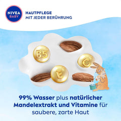 NIVEA Baby AQUA Feuchttücher, Baby Feuchttücher Zur Sanften Reinigung Empfindlicher Haut, Hypoallergene Und Parfümfreie Feuchttücher Für Babies Mit 99% Wasser (1 X 57 Stück) Chusteczki nawilżane dla niemowląt Naty Shop