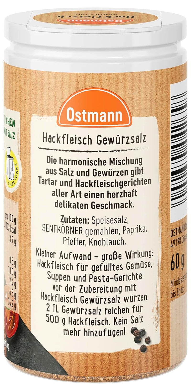 Ostmann Gewürze - Hackfleisch Gewürzsalz | Gewürz für Hackfleisch, Buletten oder Cevapcici | 60 g w Streudose