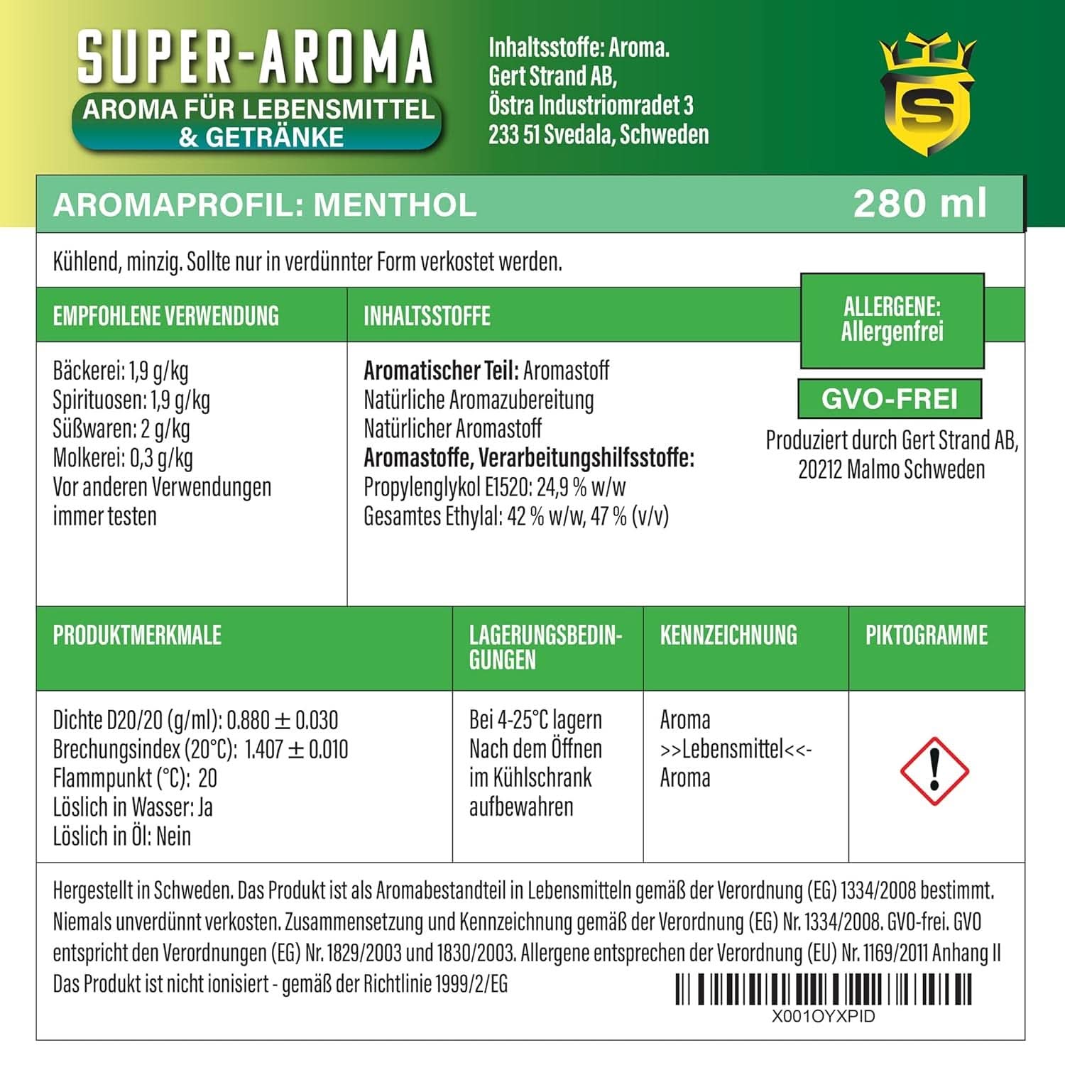 Koncentrat mentolowy 280 ml Arome Naty Shop