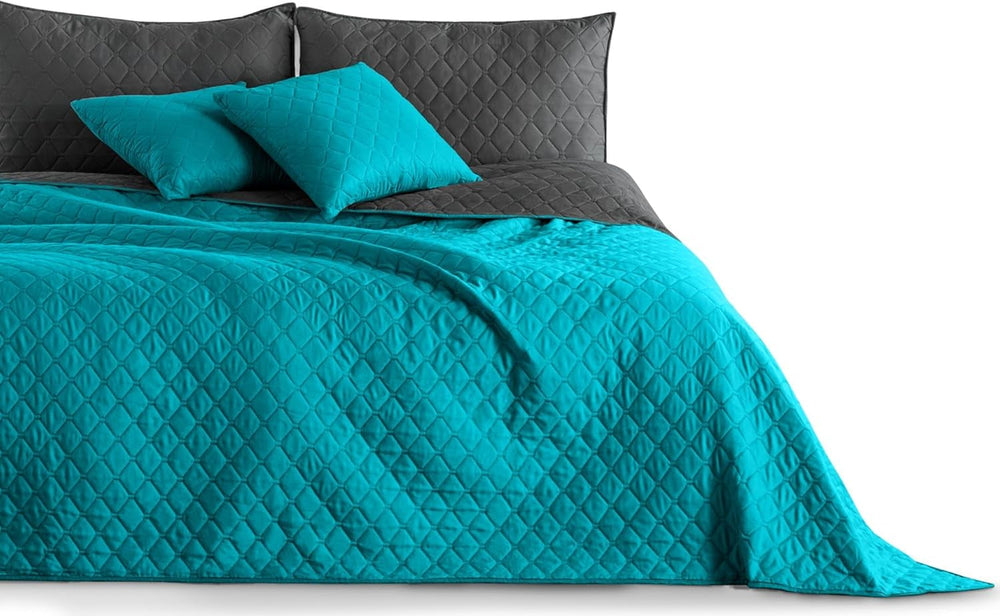 Narzuta Decoking 200 x 220 cm Grafit Antracyt Srebrnoszary Dwustronna narzuta łatwa w utrzymaniu Axel Łóżka i koce Besuche den DecoKing-Store Axel Petrol Grafit 220 x 240 cm