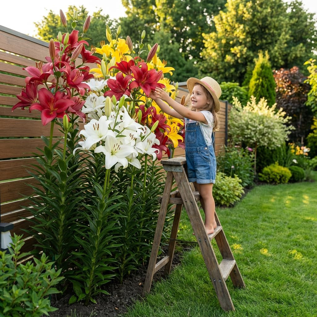 Kolekcja cebul olbrzymich lilii (15 cebul kwiatowych), 5 pachnących odmian, po 5 każdego koloru, holenderska, trwała mieszanka wieloletnia do ogrodu (duże cebule, bez pestek)