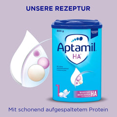 Aptamil HA 1 – Anfangsmilch von Geburt an, Mit DHA, Nur Lactose, Ohne Palmöl, Babynahrung, Milchpulver, 1x 800 g (Packung mit 4)