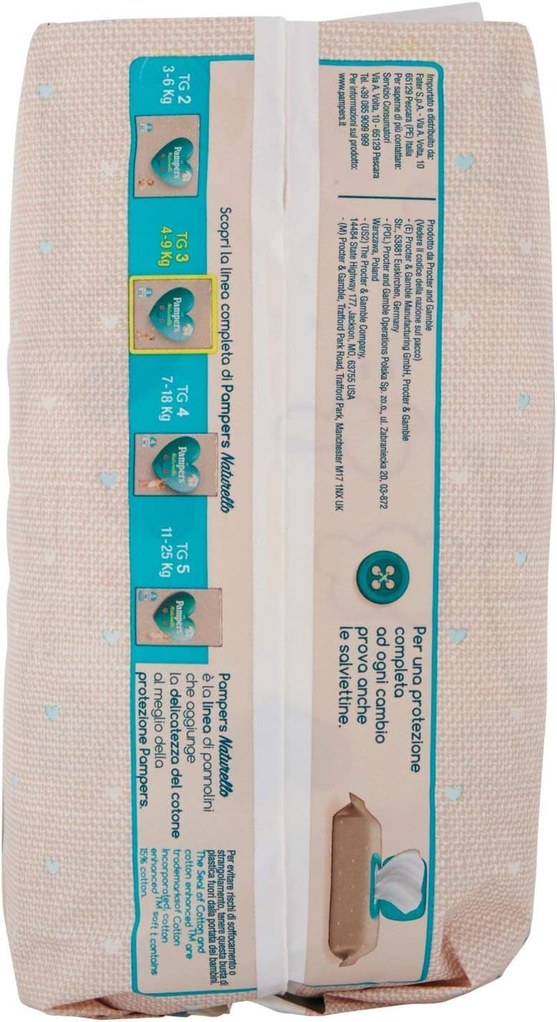 Pampers Naturello Midi, 22 pieluszki, rozmiar 3 (4-9 kg)