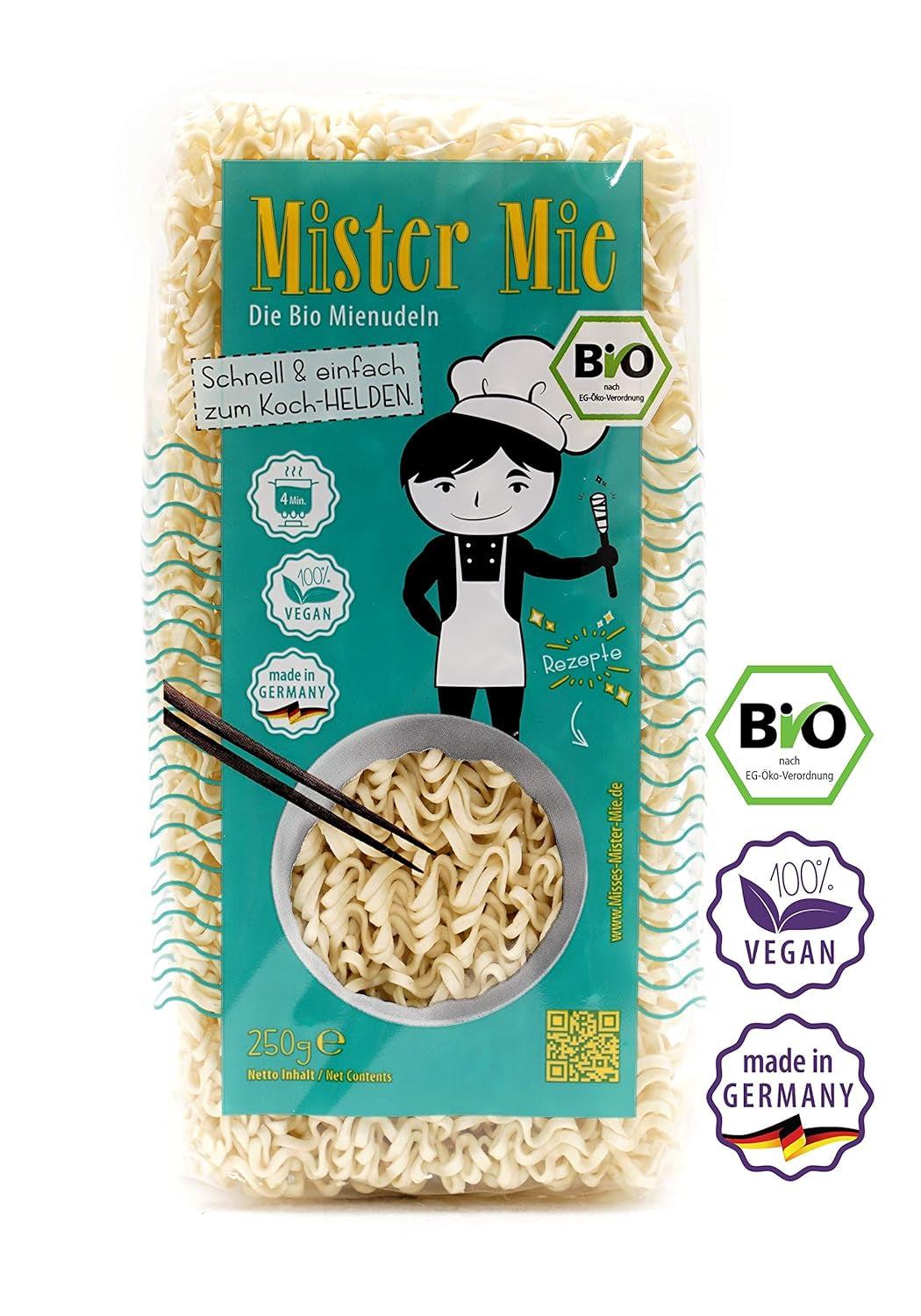1 x 250g Mister Mie BIO Makaron Wegański Mienudeln DE-ÖKO-003 Makaron azjatycki wyprodukowany w DE