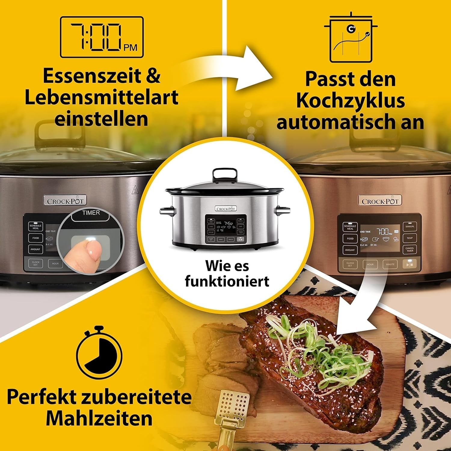 Cyfrowa powolna kuchenka Crock-Pot Timeselect, 5,6 litra (7 osób) Wolnowar Naty Shop