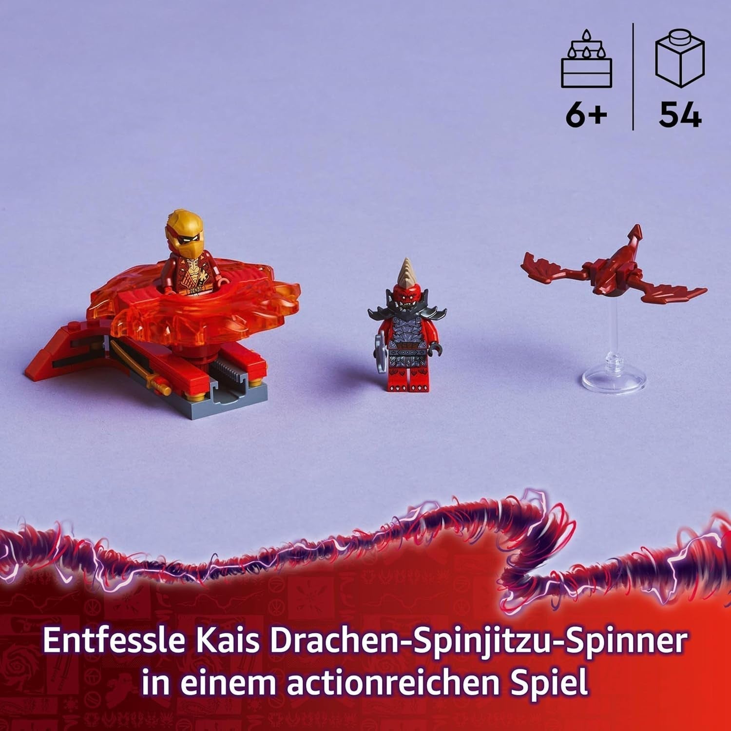 LEGO NINJAGO Smok Kaia Spinjitzu Spinner — zabawka ninja z dwiema minifigurkami — mały zestaw dla dzieci — pomysł na prezent dla chłopców i dziewcząt w wieku od 6 lat 71823 Zestawy do budowania Besuche den LEGO-Store