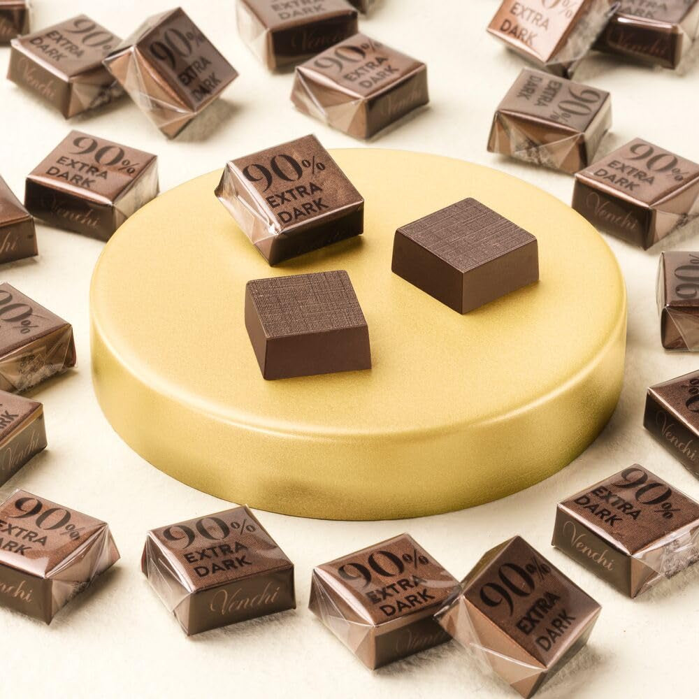 Venchi - Ekstra Gorzkie Kostki 90%, 1 kg - Czekolada z Kawą - Bezglutenowe - Wegańskie