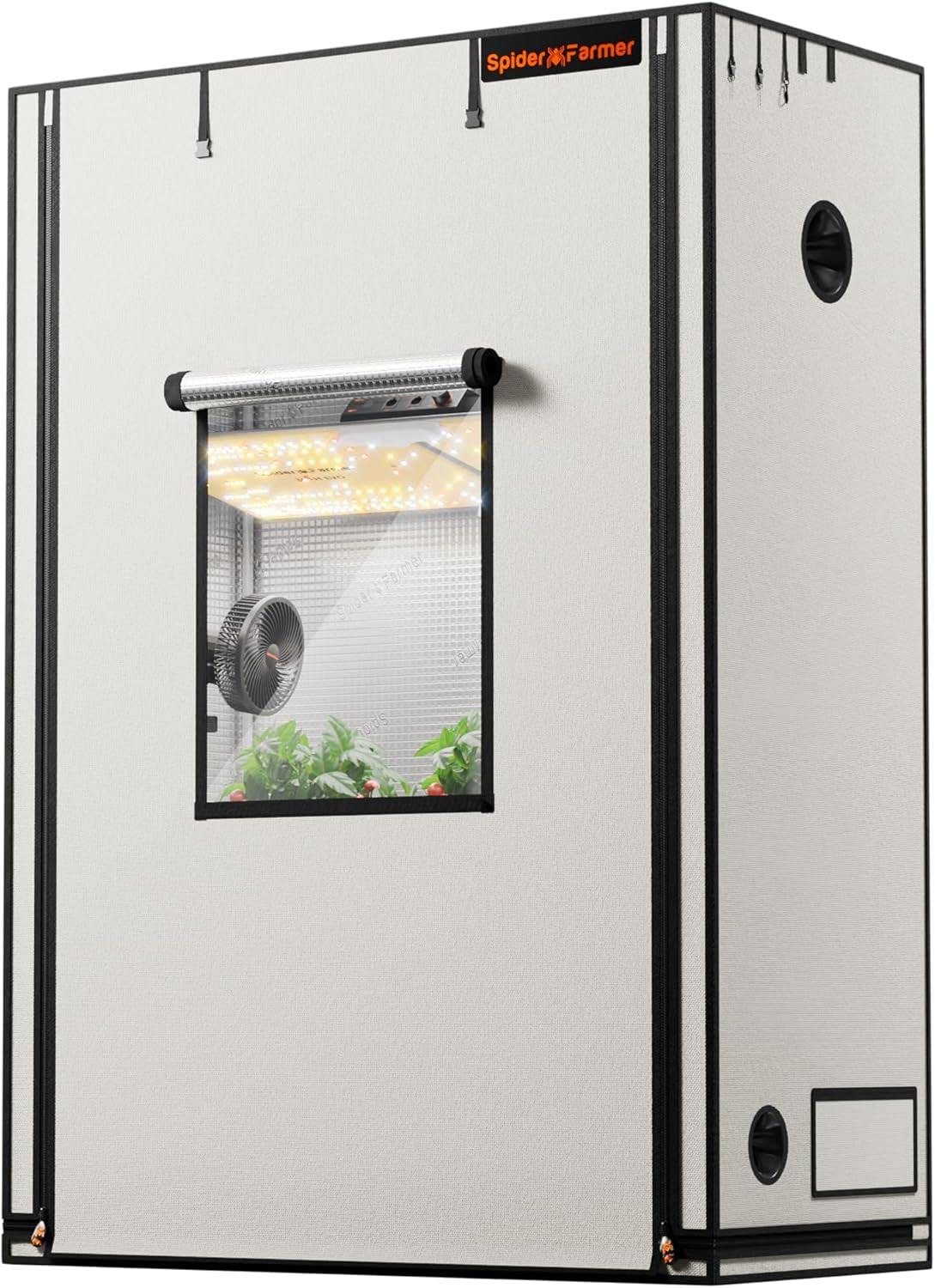 Namiot do uprawy Spider Farmer Pro 70x140x200 cm z drzwiami rolowanymi, oknem obserwacyjnym, zdejmowanym panelem podłogowym, tkaniną Mylar 2000D, do hydroponiki wewnętrznej z SF4000, G4500, SE4500