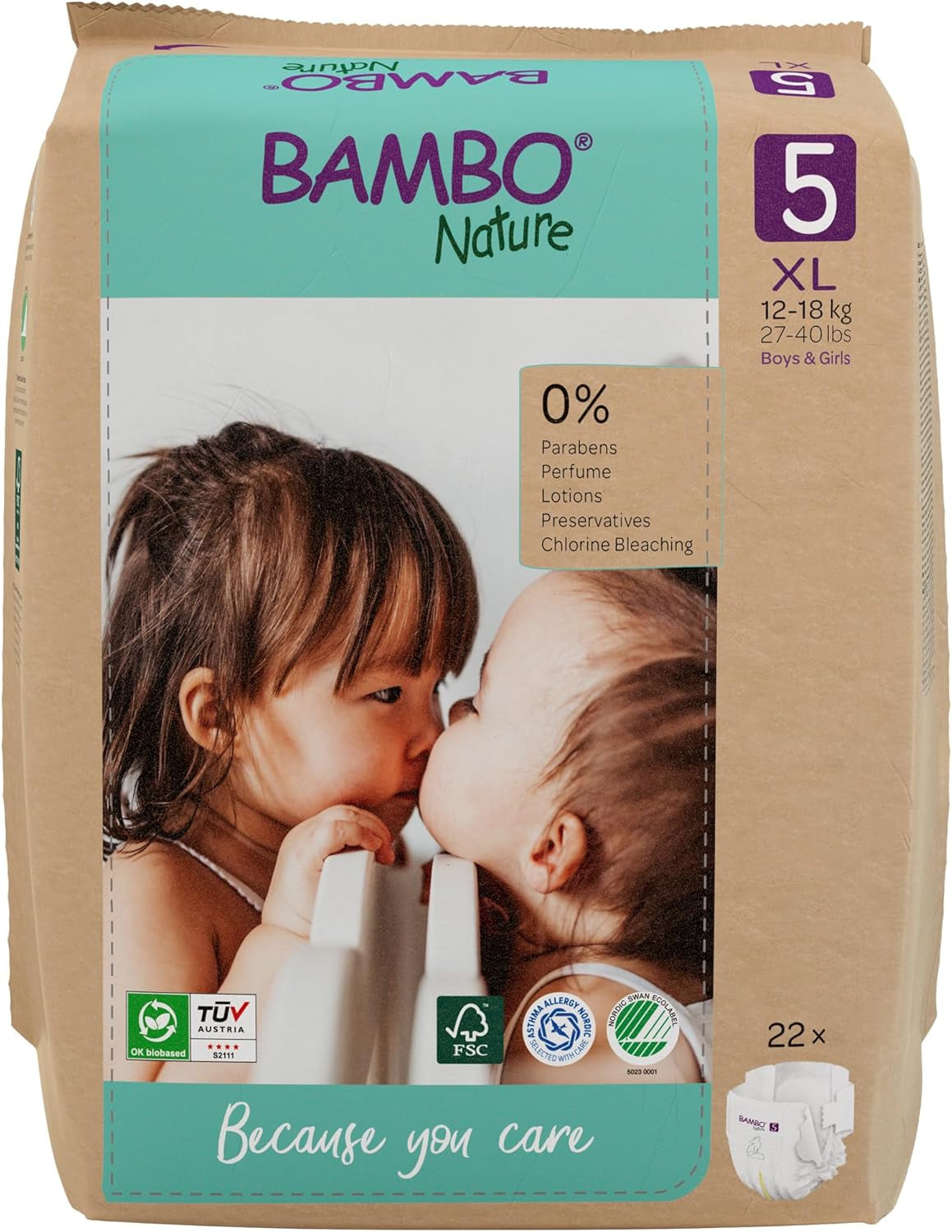 Pieluszki dziecięce Bambo Nature, rozmiar 1 (2-4 kg), 132 sztuki w pudełku miesięcznym | Pieluszki Premium ze zwiększoną ochroną przed wyciekami | Najwyższy komfort i swoboda dla noworodków | Pieluchy testowane dermatologicznie