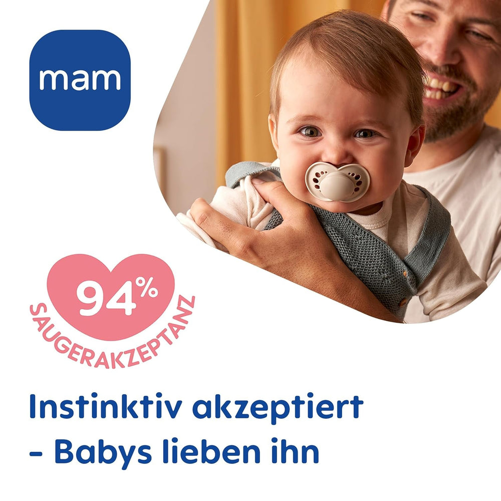 Suzete MAM Originale | 6-16 Luni | Set de suzete pentru bebeluși și copii mici | Acceptare 94% | Ajută la prevenirea alinierii dinților nedoriți | Suzete pentru bebeluși din silicon SkinSoft | Crocodil/Leu | Pachet de 4