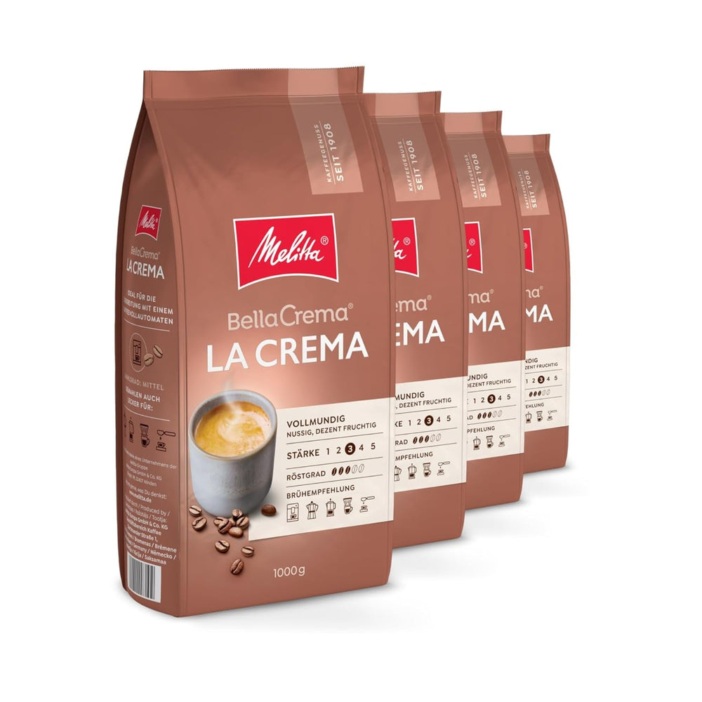 Melitta Bellacrema, boabe de cafea întregi Cafea Naty Shop 4 x 1 Kg La Crema