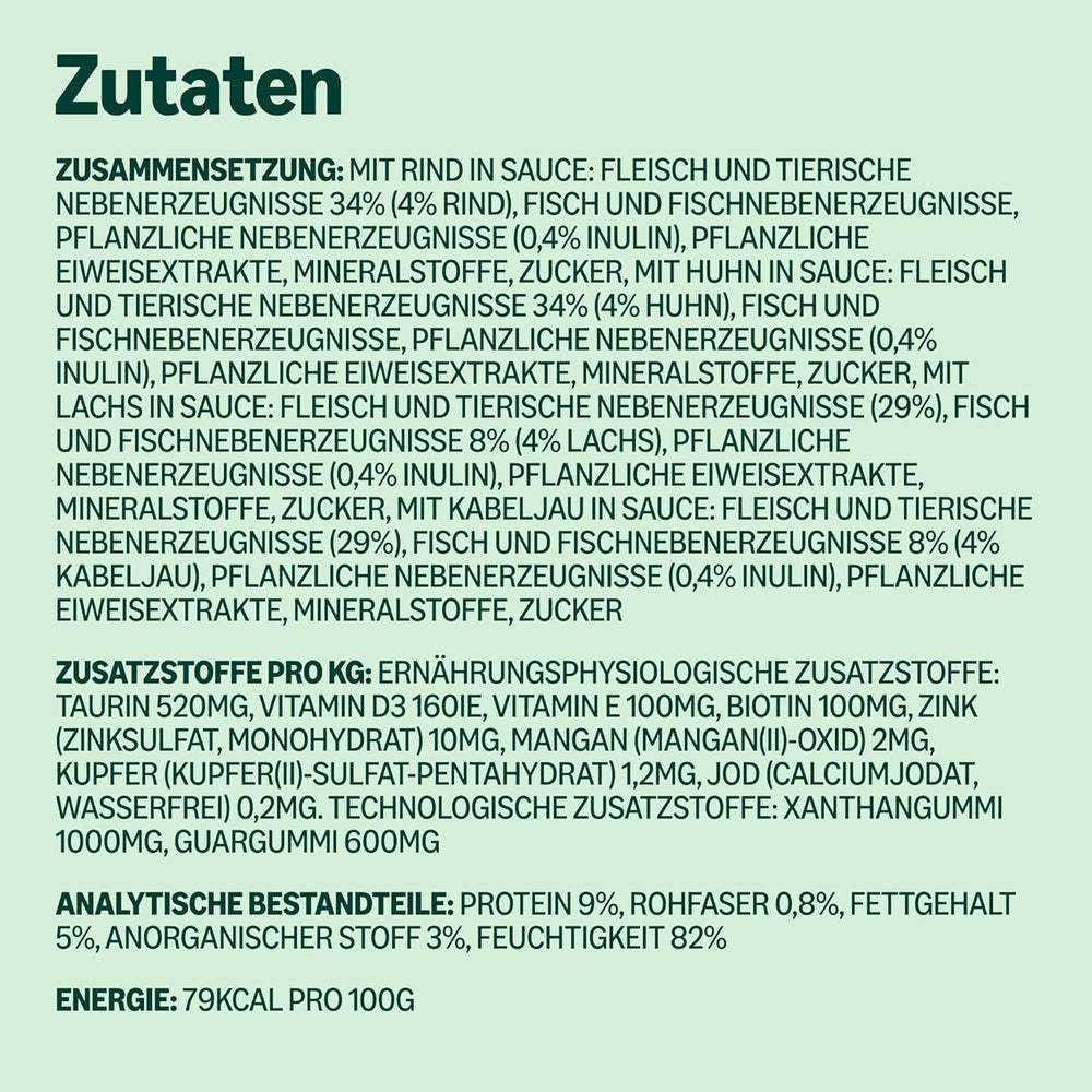 Hrană umedă pentru pisici adulte de la Amazon, selecție mixtă în sos, 4,8 kg (48 pachete x 100 g)