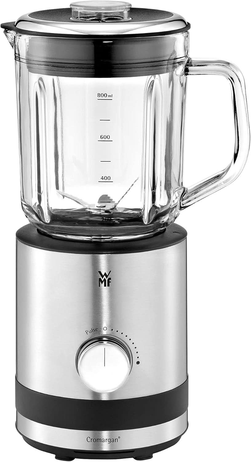 WMF Küchenminis Kompaktmixer, Mini mikser stojący, 400 Watt, mikser stojący Klein, Glasbehälter 0,8 L, Pulsstufe, Cromargan Matt Kitchen Naty Shop