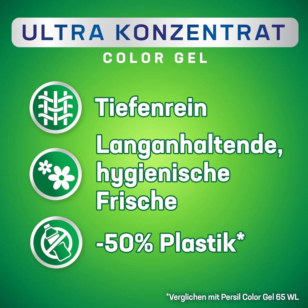 Persil Ultra Concentrate Color Detergent (2 X 65 prań), wysoce skoncentrowany płynny detergent z technologią Deep Clean Plus przeciwko najtrudniejszym plamom Rufe Naty Shop Detergenty do prania