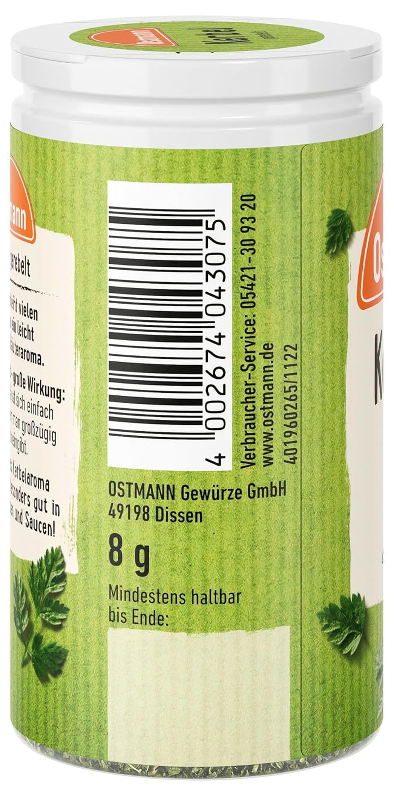 Ostmann Gewürze - Kerbel gerebelt | Kräuternote für Lammgerichten und deftige Eintöpfe | 8 g w Der Streudose