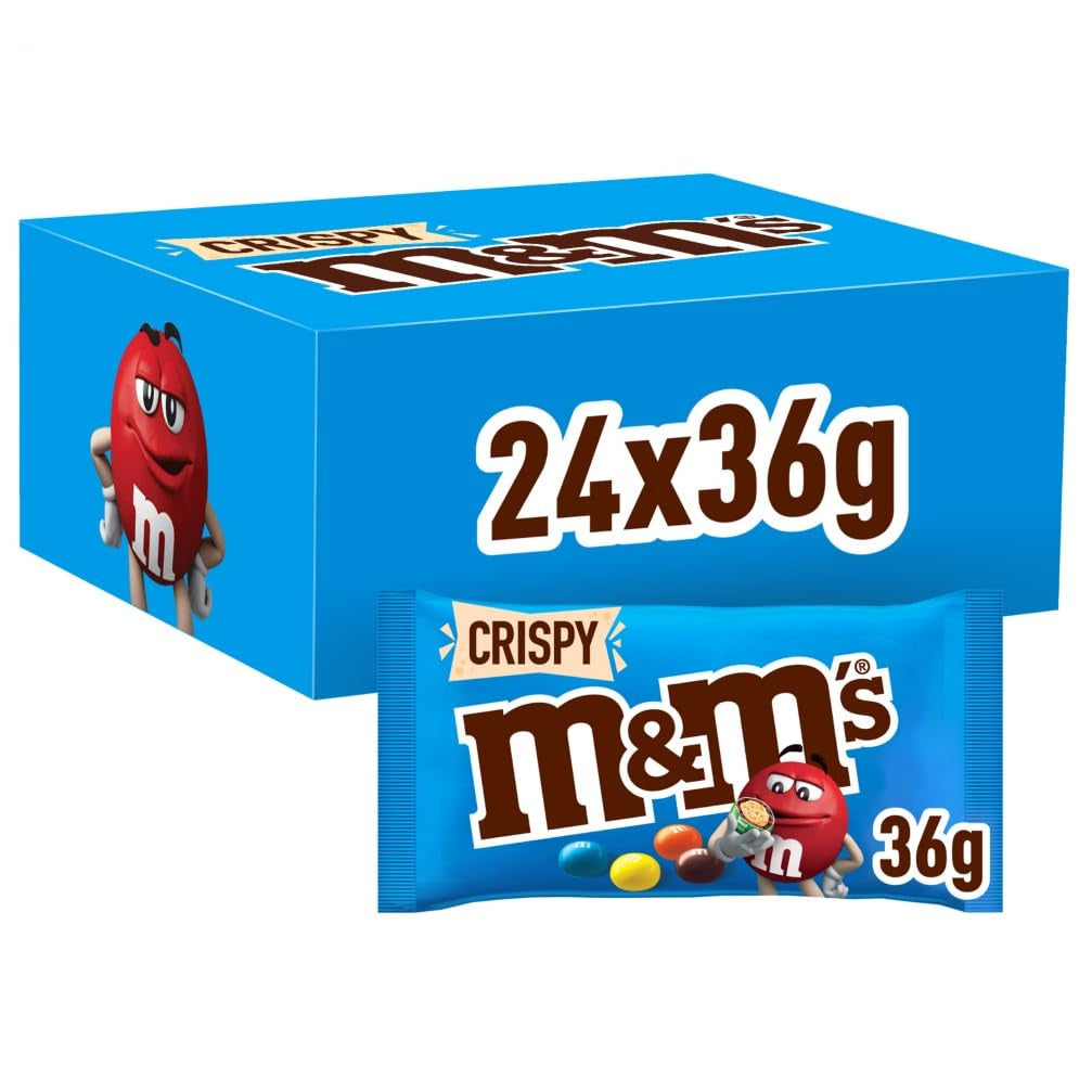 M&M's Peanut Chocolate Opakowanie zbiorcze 24 x 45 g Czekoladowa soczewica o smaku orzechowym Prezent czekoladowy (1080 g) Idealny jako poczęstunek o tematyce piłkarskiej