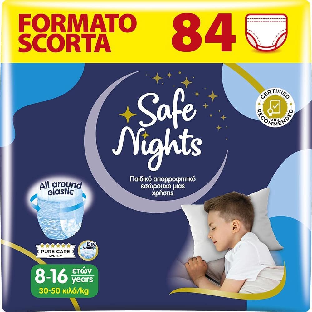 Safe Nights Boy, scutece pentru noapte, diverse marimi Mama si Copilul Naty Shop Marime baiat L (84 bucati)