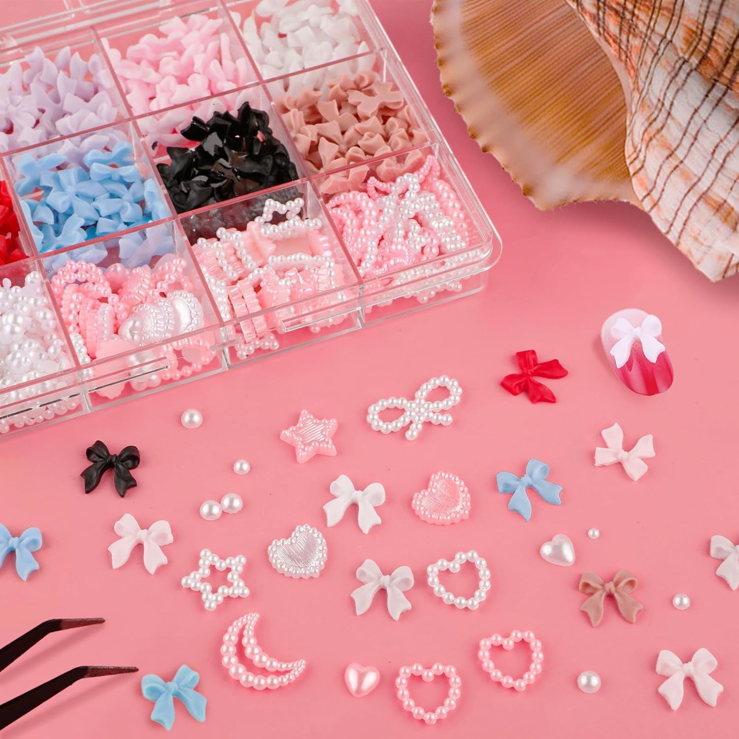 500 Pcs 3D Nägel Charm Schleifen Charms Nägel Nail Art Charms Schleife Nagel Charms Nägel Nail Art Schleifen Nageldekorationen Mit Aufnahmewerkzeug Für Frauen Und Mädchen Nagel-Diy-Zubehör