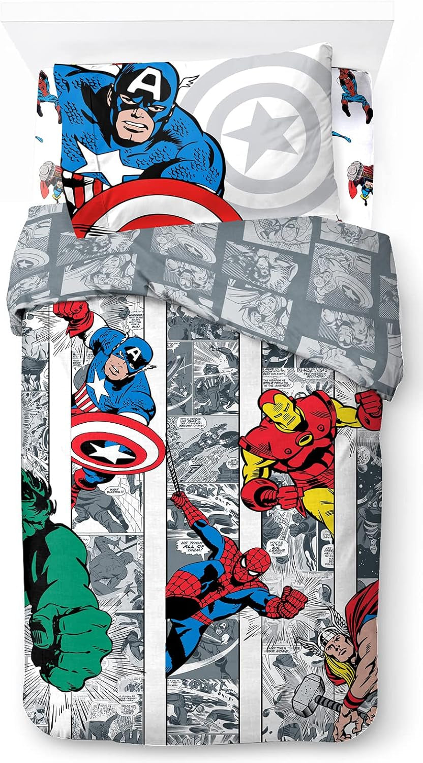 Pościel dla dzieci, unisex, księżniczki i superbohaterowie, 100% bawełna Pościel - dziecięca Naty Shop Multicolor - Avengers 135X200/50X70 (3 szt.)