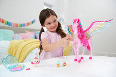 Barbie A Hidden Magic Pegasus - jucărie interactivă cu lumini și sunete, 10 accesorii, aripi curcubeu, pentru copii de la 3 ani, HLC41 Papusi Naty Shop