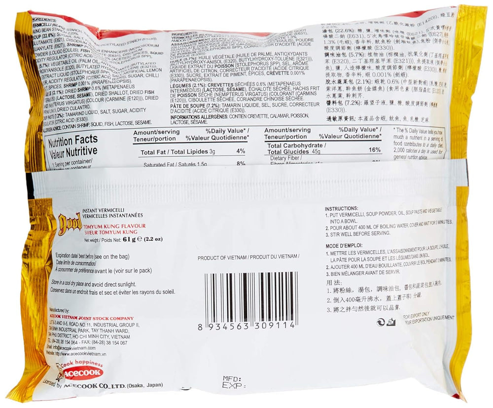 ACECOOK - Tăiței instant din sticlă GD Tom Yum - (1 x 61 gr)