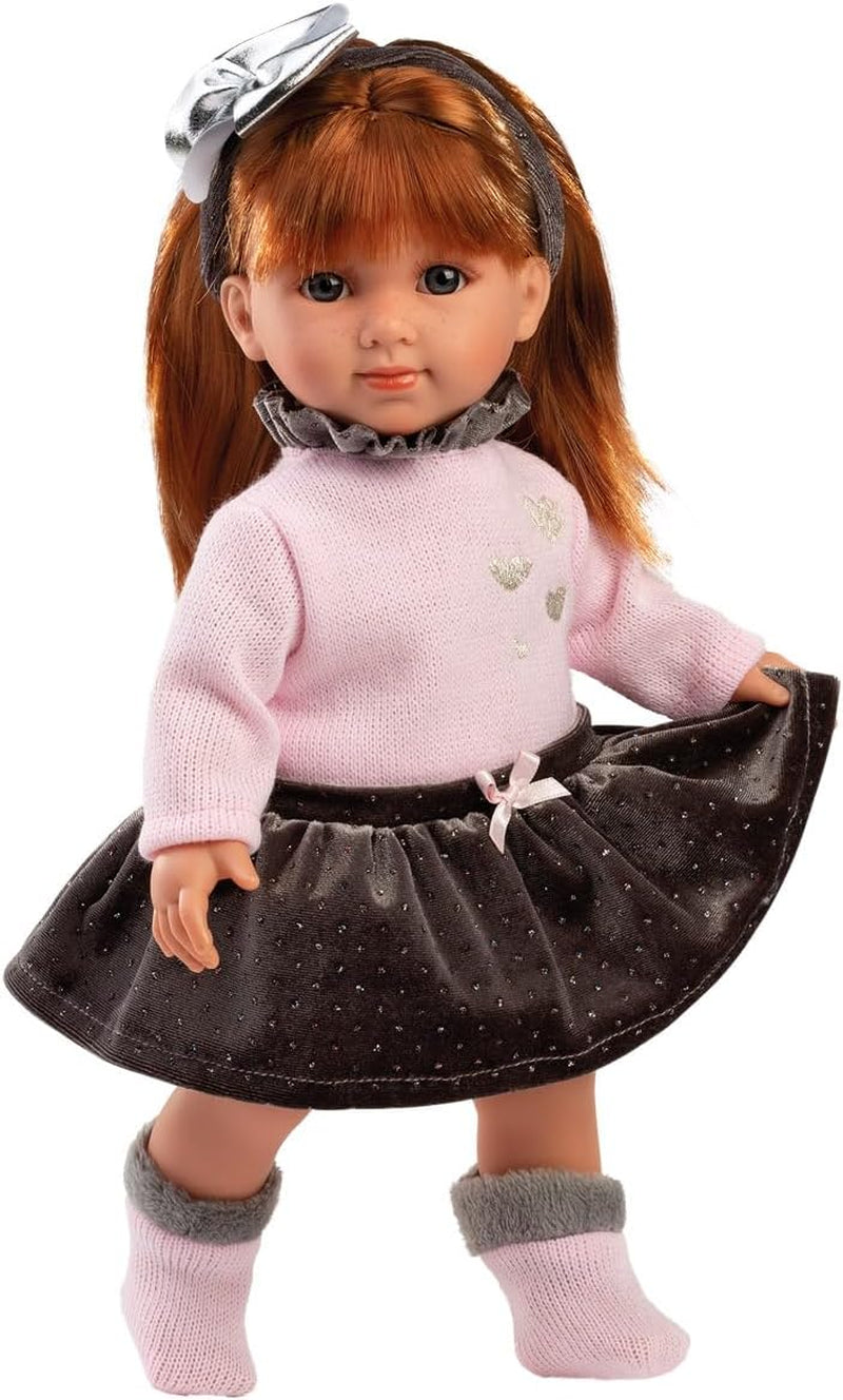 Llorens 1053551 Lalka Nicole, z rudymi włosami i niebieskimi oczami, Fashion Doll z miękkim ciałem, inkl. modny strój i fryzura, 35 cm