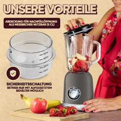 Proficook® Mikser stojący Mit Massivem 1,5L Glas-Behälter, Ice Crush & Turbo-Modus - Blender Mit 4Fach Piranha-Messer Aus Edelstahl - Hochleistungsmixer Mit Metallgehäuse 800W, PC UM 1195 Anthrazit Mother and Child Naty Shop