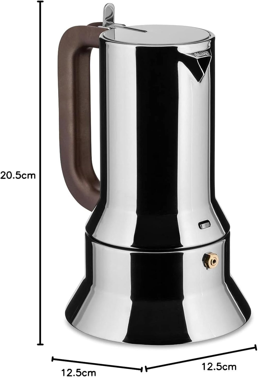 Alessi 9090/6 Espressor cu 6 căni pentru inducție, oțel inoxidabil, argintiu, 15,5 x 13,5 x 27 cm