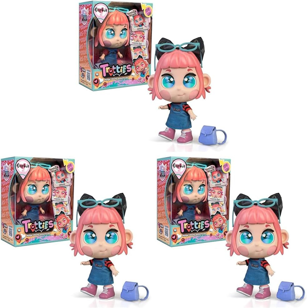Sophie mit Emoti-Augen, Mehrfarbig, Reiseppuppen aus der Zeichentrickserie, mit über 10 Accessoires, Geschenk für Mädchen und Jungen ab 3 Jahren