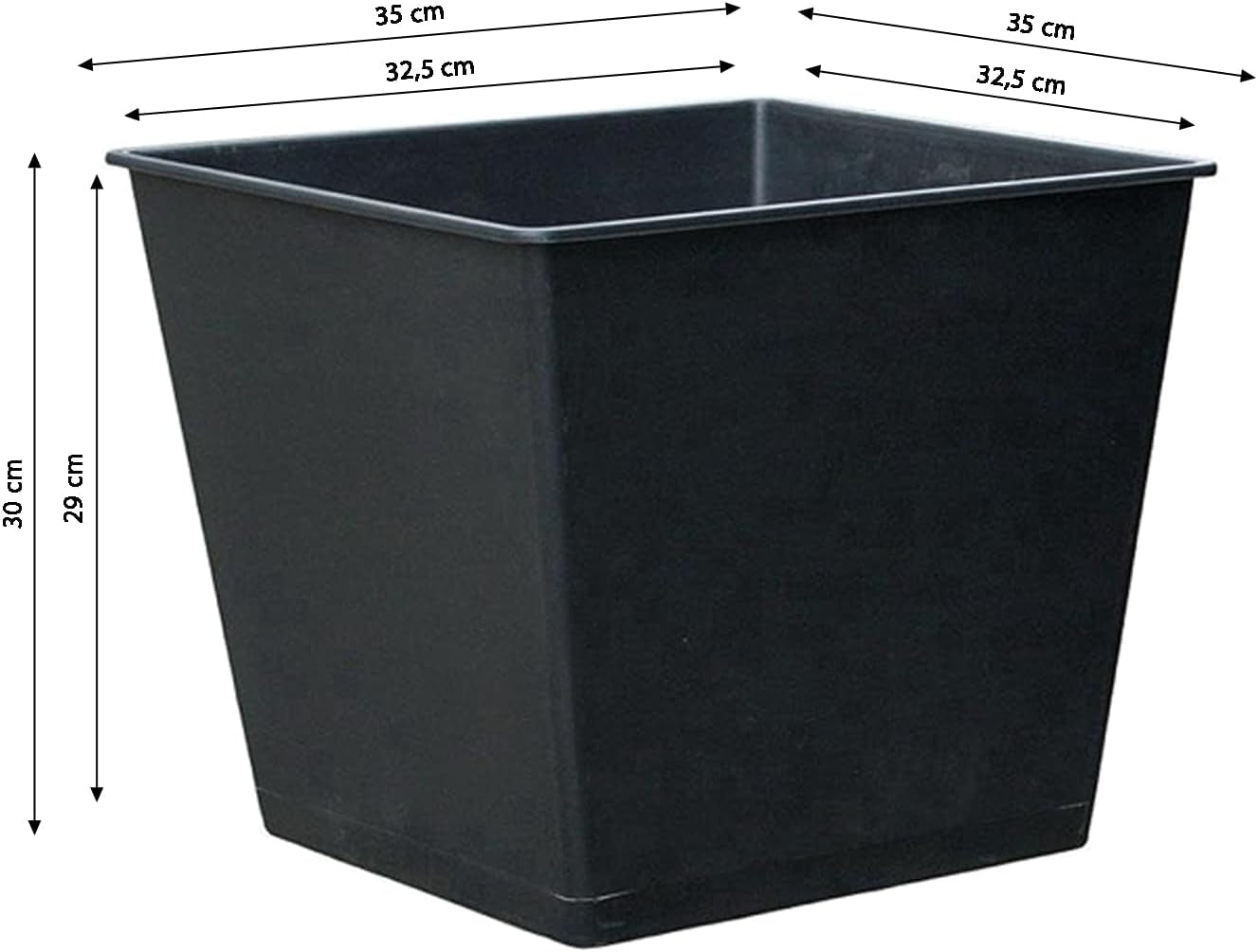 Ghiveci universal Dehner, aprox. 36 x 36 x 30 cm, plastic, negru