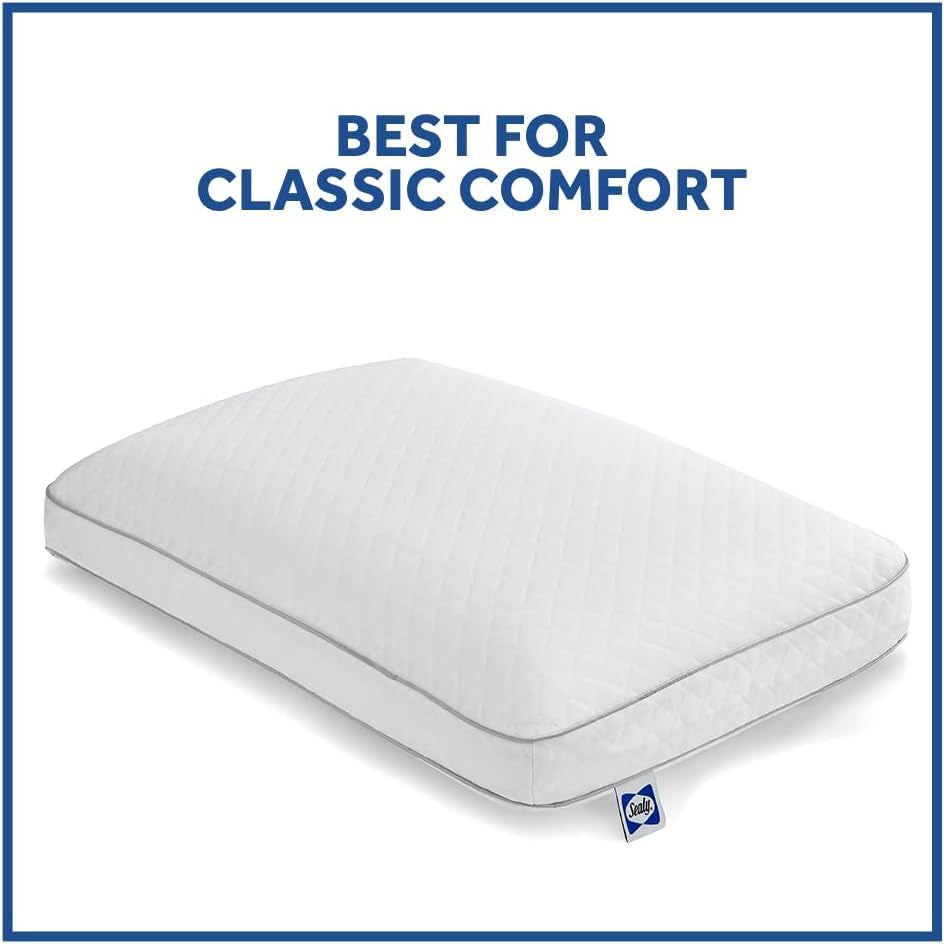 Pernă Sealy Essentials din spumă cu memorie, standard, albă, 2 bucăți Perne standard Naty Shop