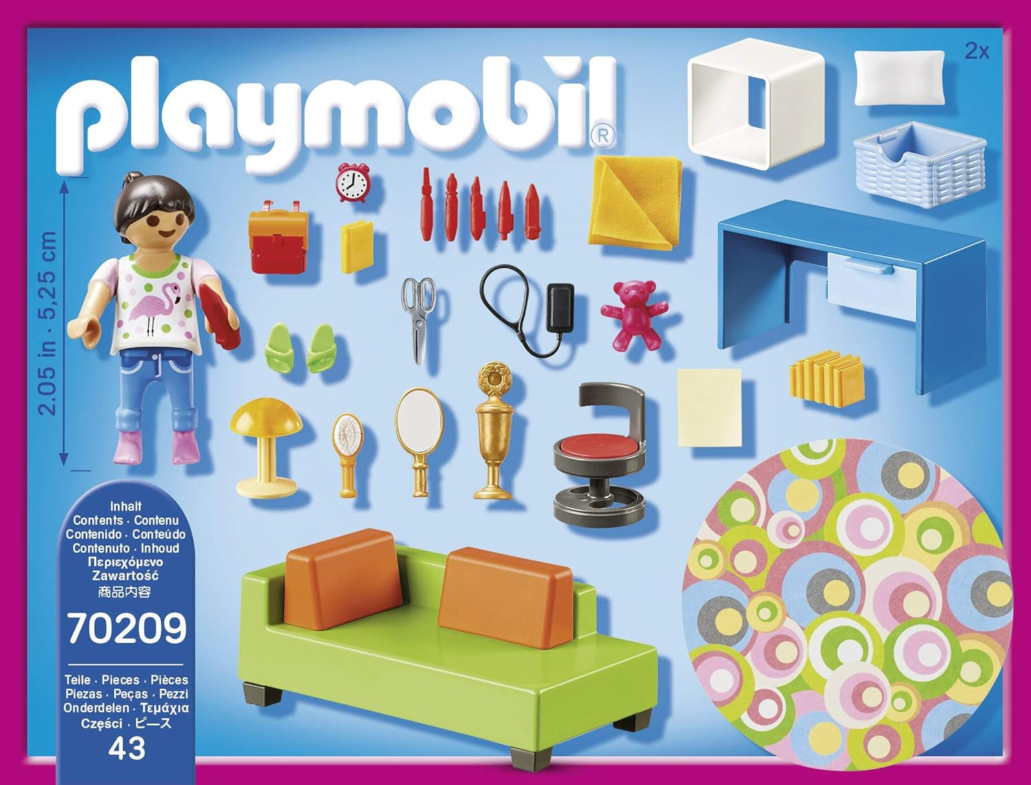PLAYMOBIL domek dla lalek 70209 Pokój młodzieżowy z figurką dziewczynki i akcesoriami, od 4 lat Domki dla lalek Naty Shop