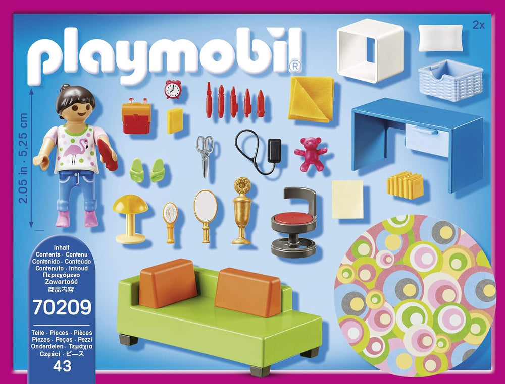 PLAYMOBIL domek dla lalek 70209 Pokój młodzieżowy z figurką dziewczynki i akcesoriami, od 4 lat Domki dla lalek Naty Shop
