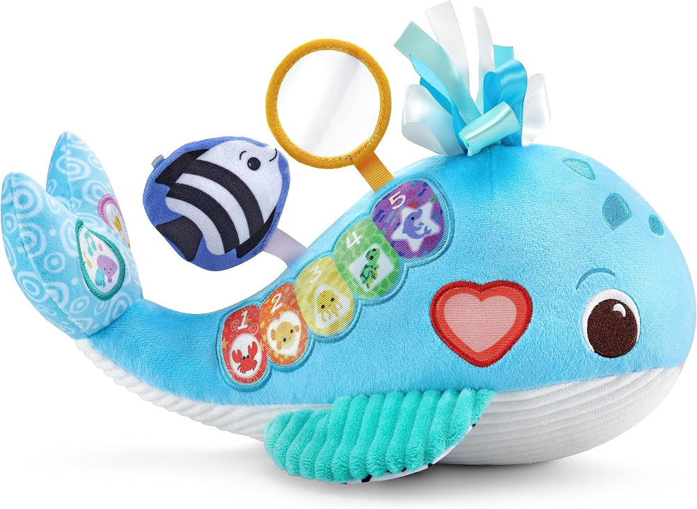 VTech Baby music plush whale - Jucărie interactivă de pluș pentru a descoperi și stimula simțul tactil - Cu cântece, fraze și melodii - Pentru copii cu vârsta cuprinsă între 3-36 luni Jucarii Bebe Naty Shop