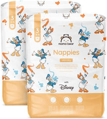 Marka Amazon: pieluszki Mama Bear Disney Ultra Dry, rozmiar 3 (4–9 kg) – pudełko miesięczne, białe, 172 szt. (2 opakowania po 86 szt.)