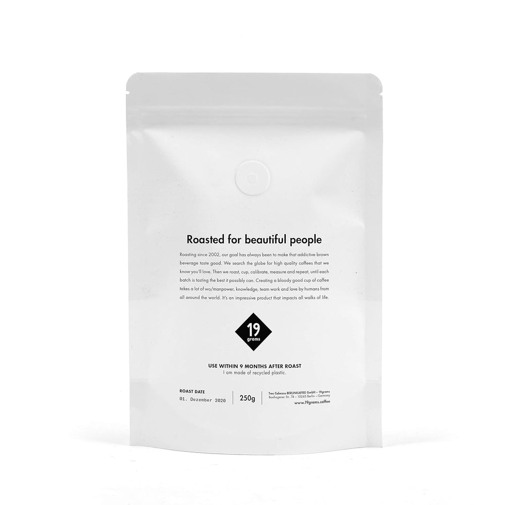 Entkoffeinierter Espresso Kolumbien | 250g ganze Bohne | fair & nachhaltig | frisch geröstet | 100% Arabica Kaffeebohnen | specialty coffee | Kaffee ohne Koffein | 19grams Kaffeerösterei