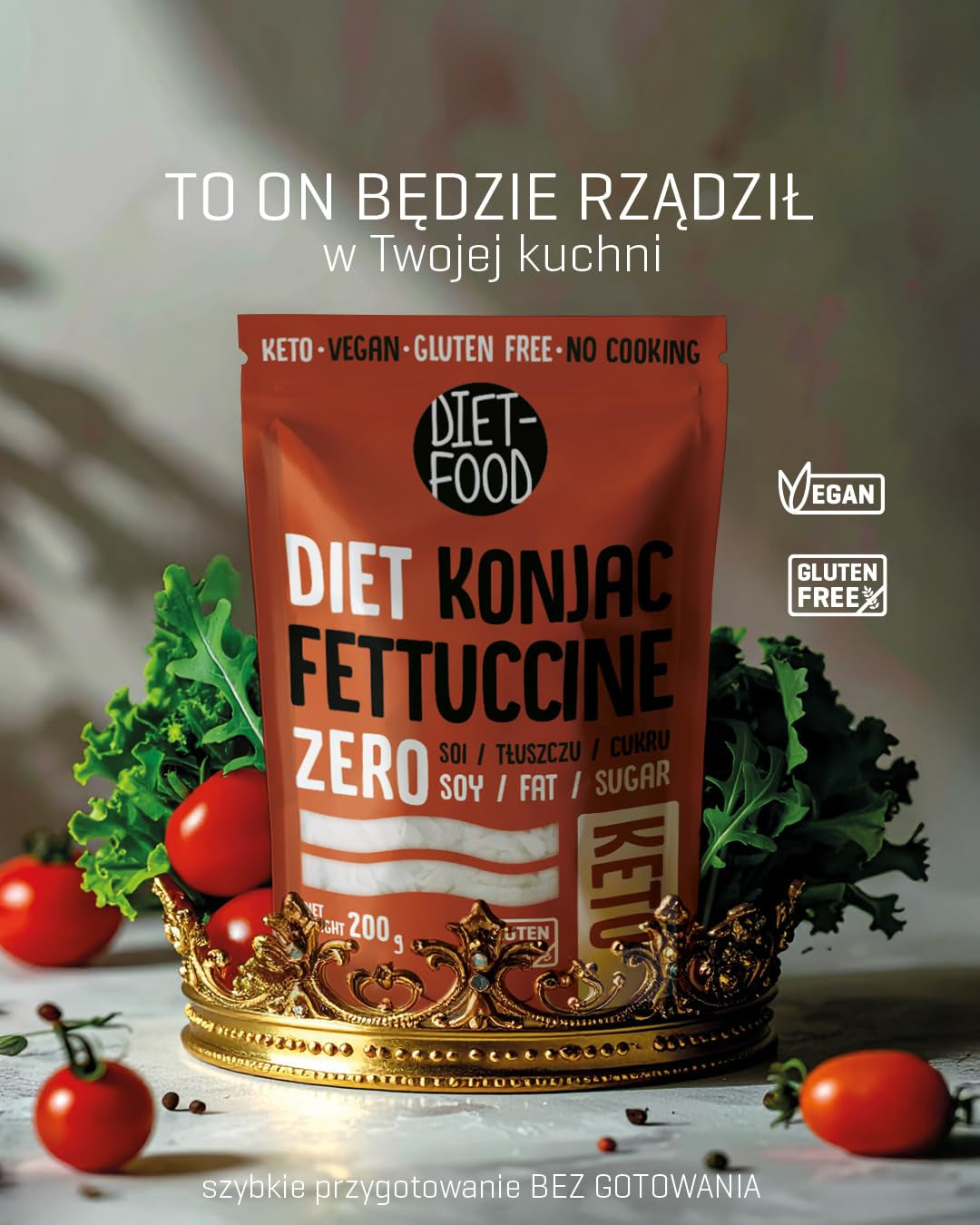 Makaron Shirataki DIET-FOOD Niskowęglowodanowy Niskokaloryczny Makaron Konjac Żywność wegańska Bez tłuszczu Bez soi Bezglutenowy Makaron dietetyczny rozpuszczalny w wodzie Niskokaloryczny 200 gramów