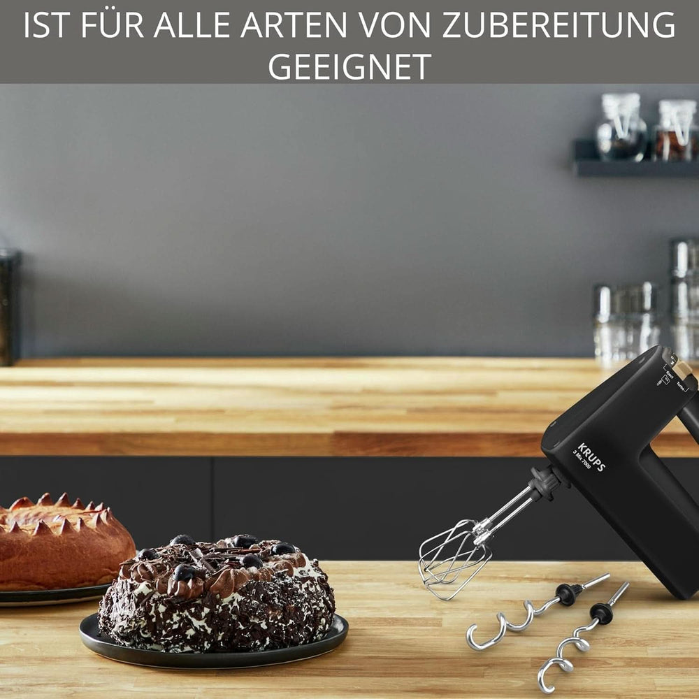 Krups 3Mix 7000 Mikser ręczny 60 Jahre Special Edition, 500 Watt, Knet- Und Rührhaken Aus Edelstahl, Langes Netzkabel, Zubehörtasche, F6085811, Schwarz/Kupfer Kitchen Naty Shop