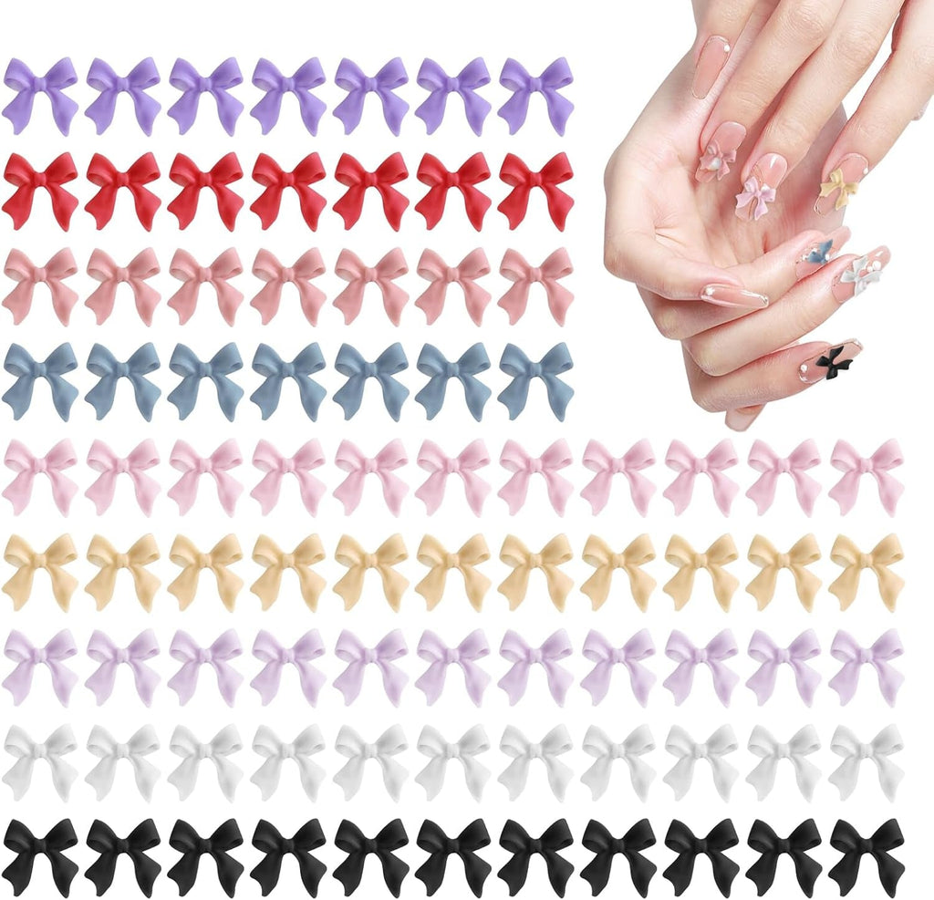 100 Stück 3D Nageldekorations Sets Schleifen Nagelanhänger Nagelkunst Dekorationen Schleife Für Acrylnägel, Süße Kawaii-Schleifenanhänger, Hübsche Nagel-Schleifenanhänger-Dekoration
