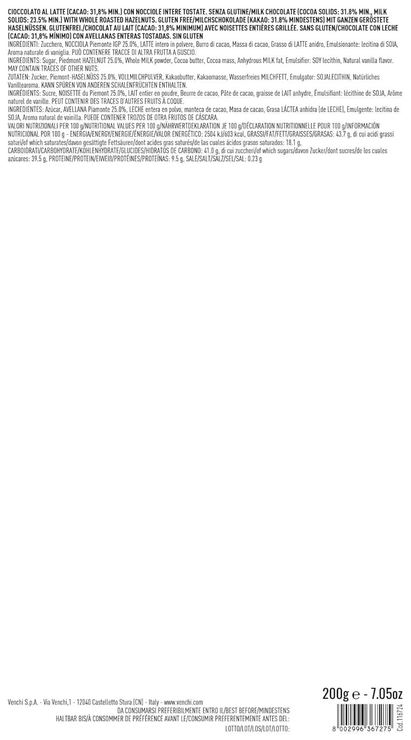 Venchi, Brutto&Buono, ręcznie robiona tabliczka mlecznej czekolady w kształcie jodły „Piedmont Forest Hazelnut”, 200g, bezglutenowa, limitowana edycja kolekcji świątecznej, pomysł na prezent