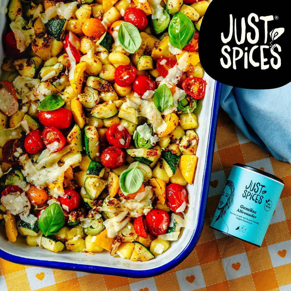Just Spices Gemüse Allrounder I Jedes Gemüse von Aubergine bis Cukinia lecker würzen I Gewürzdose, 75 g