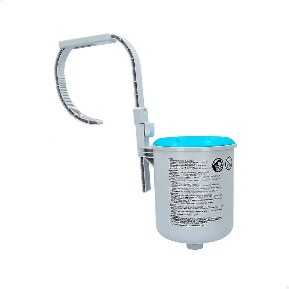 Basen prostokątny - Basen naziemny - 300 x 200 x 75 cm, niebieski i skimmer powierzchniowy - Skimmer powierzchniowy Deluxe montowany na ścianie - Skimmer zawieszany, szary