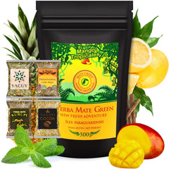 Set ceai Yerba Mate ● Ceai Mate  Mango Tropicales 500G ● Set ceai Mate 4X25G ● Ceai Mate cu fructe ● Ceai Yerba Mate cu mango, ananas, lămâie