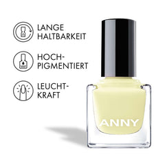 ANNY Nail Polish - Wysokiej jakości, trwały, odporny na odpryski i szybkoschnący kolorowy lakier do paznokci, kolor: Lemon Talk - 15 ml