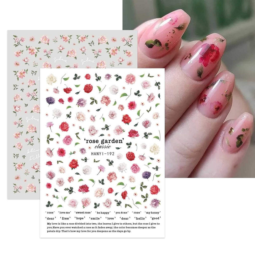 JMEOWIO Nagelsticker Frühling Blumen 10 Blatt Nail Art Sticker Selbstklebend Nagelaufkleber Buntes Sommer Blumen Dekoration Nageldesign Zubehör