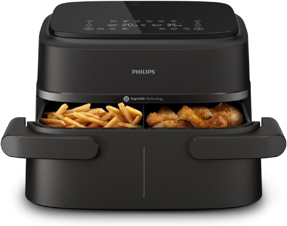 Philips Airfryer Dual Basket Seria 3000, 9L, 2 kosze, 2 dania gotowe w tym samym czasie, Rapidair plus technologia gorącego powietrza Urządzenia Naty Shop Flex Basket 7,1 L