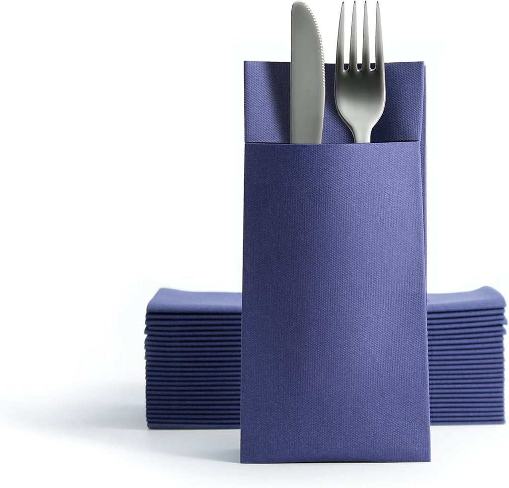 CHIC Airlaid 50 șervețele pentru tacâmuri pungi pentru tacâmuri, asemănătoare țesăturii, șervețel de unică folosință de înaltă calitate, 39X40Cm, model alb de bun venit cald 50 bucăți (pachet de 1)