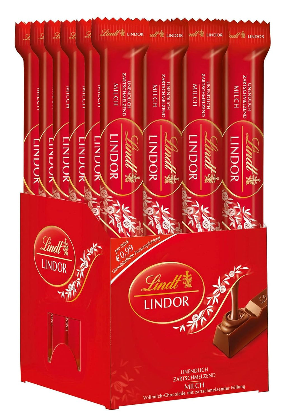 Lindt LINDOR batoniki mlecznej czekolady, 24 x 38 gramów Cukierki czekoladowe Naty Shop Domyślny tytuł