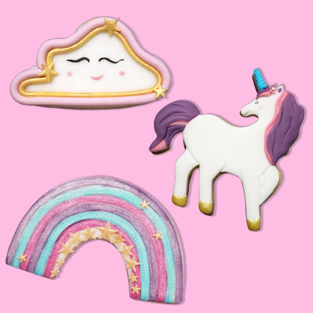 Set de 3 forme de biscuiți Unicorn, Albastru